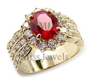 **Stunning simulated ruby and diamond engagement ring**